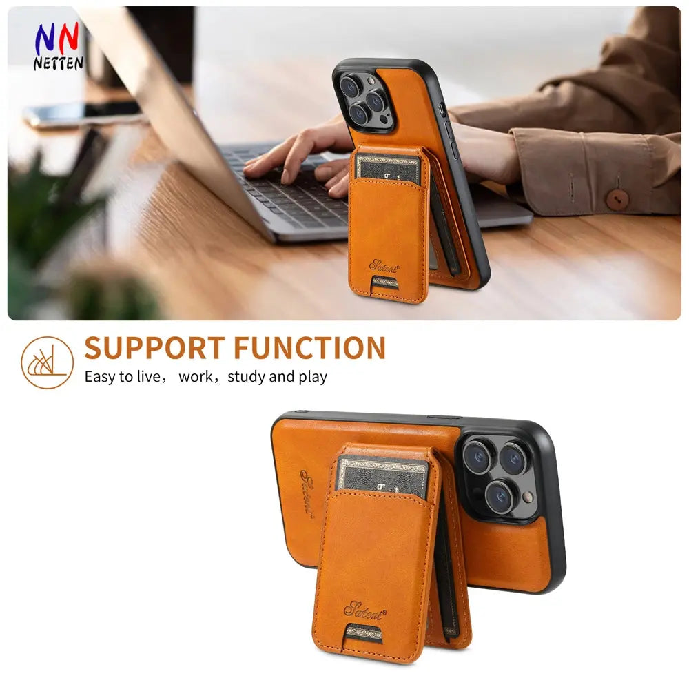 Funda de Cuero PU Premium para iPhone con Cartera Magnética y Soporte Magsafe - La zona Apple