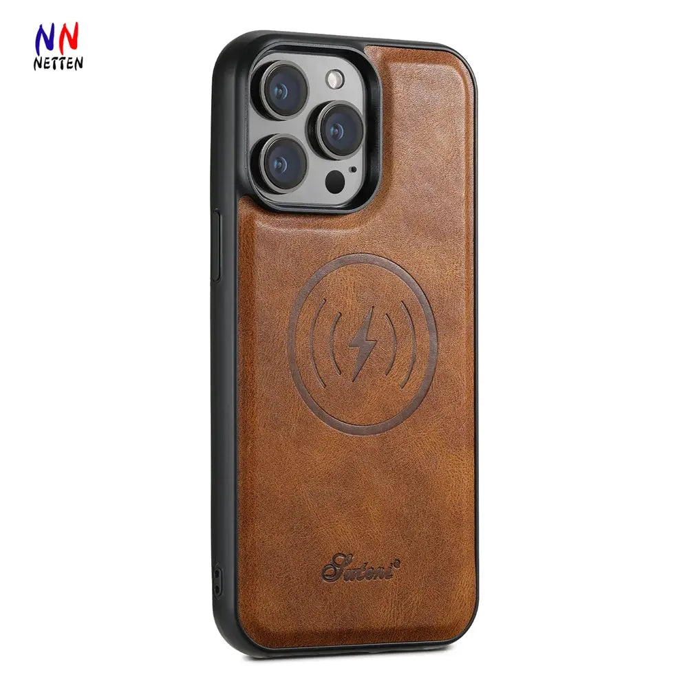 Funda de Cuero PU Premium para iPhone con Cartera Magnética y Soporte Magsafe - La zona Apple