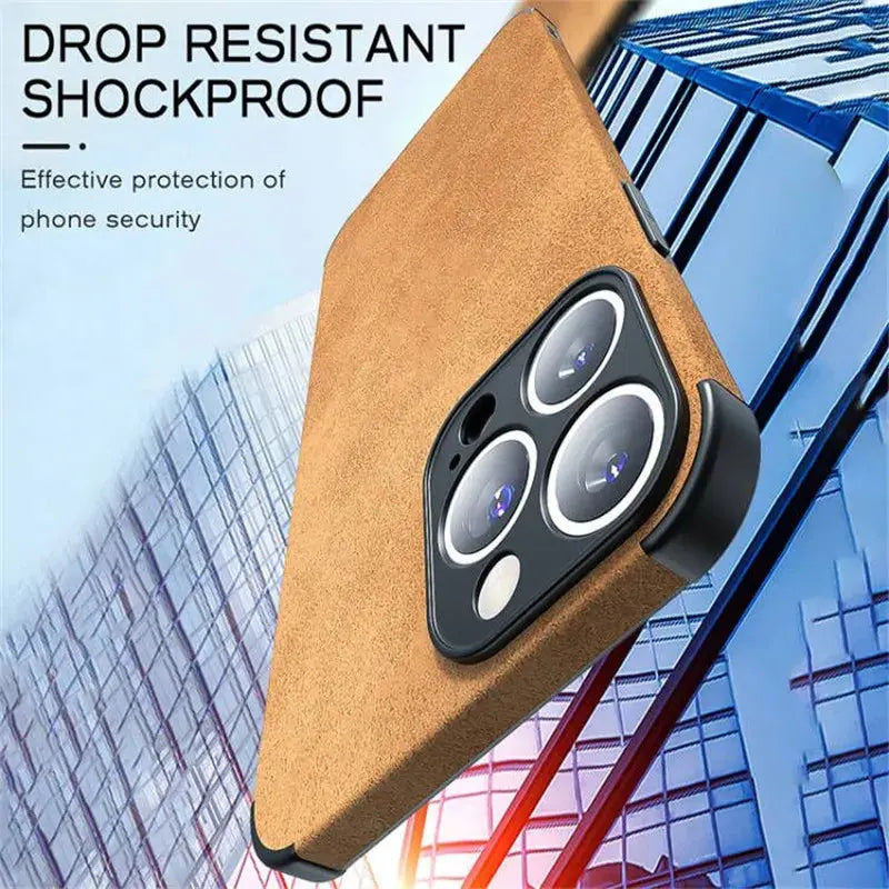 Funda de piel sintética de cordero a prueba de golpes para iPhone, cubierta suave a prueba de golpes Retro para iPhone 14, 13, 12, 11 Pro Max, Mini, X, XS, XR, 7, 8 Plus - La zona Apple