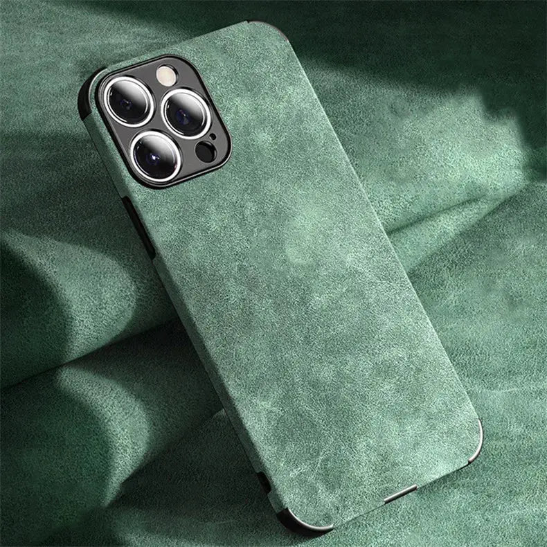 Funda de piel sintética de cordero a prueba de golpes para iPhone, cubierta suave a prueba de golpes Retro para iPhone 14, 13, 12, 11 Pro Max, Mini, X, XS, XR, 7, 8 Plus - La zona Apple