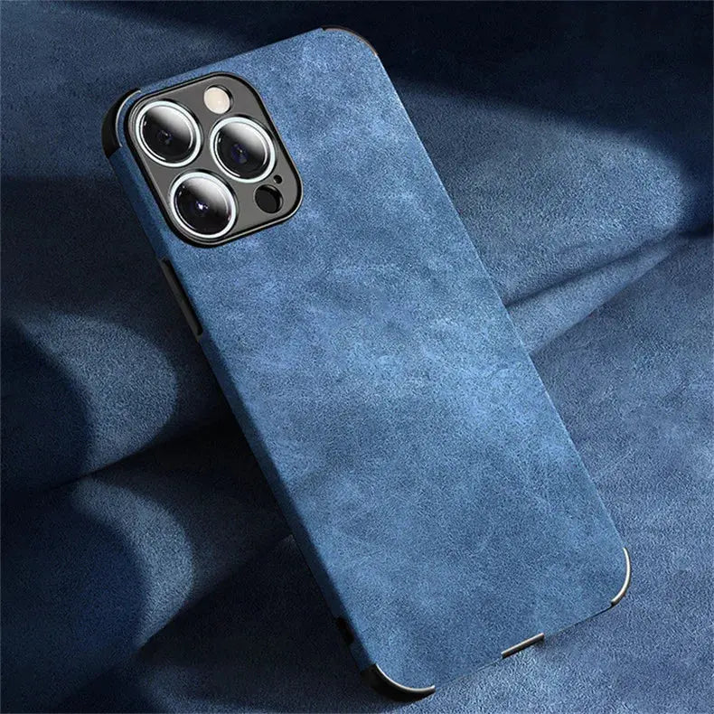 Funda de piel sintética de cordero a prueba de golpes para iPhone, cubierta suave a prueba de golpes Retro para iPhone 14, 13, 12, 11 Pro Max, Mini, X, XS, XR, 7, 8 Plus - La zona Apple
