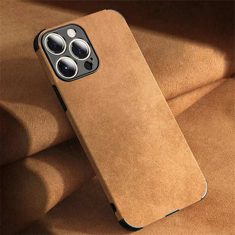 Funda de piel sintética de cordero a prueba de golpes para iPhone, cubierta suave a prueba de golpes Retro para iPhone 14, 13, 12, 11 Pro Max, Mini, X, XS, XR, 7, 8 Plus - La zona Apple