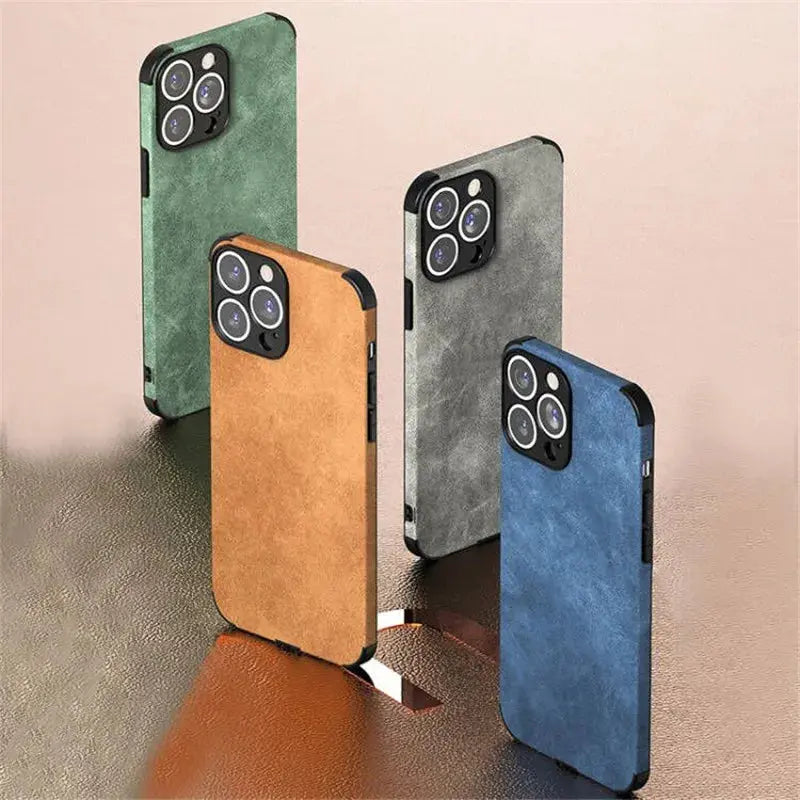 Funda de piel sintética de cordero a prueba de golpes para iPhone, cubierta suave a prueba de golpes Retro para iPhone 14, 13, 12, 11 Pro Max, Mini, X, XS, XR, 7, 8 Plus - La zona Apple