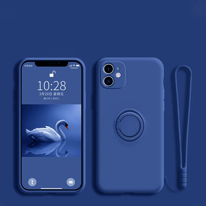 Funda de silicona con anillo y soporte  para Samsung Galaxy A54, A53, A33, A73, A34, A14, A32, A52, A42, A12, A72, A13, A23, A24, A51, A71, 4G, 5G - La zona Apple