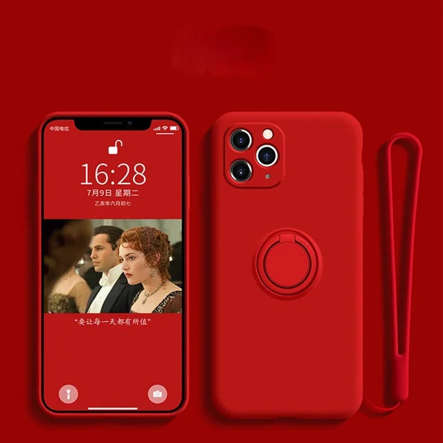 Funda de silicona con anillo y soporte  para Samsung Galaxy A54, A53, A33, A73, A34, A14, A32, A52, A42, A12, A72, A13, A23, A24, A51, A71, 4G, 5G - La zona Apple