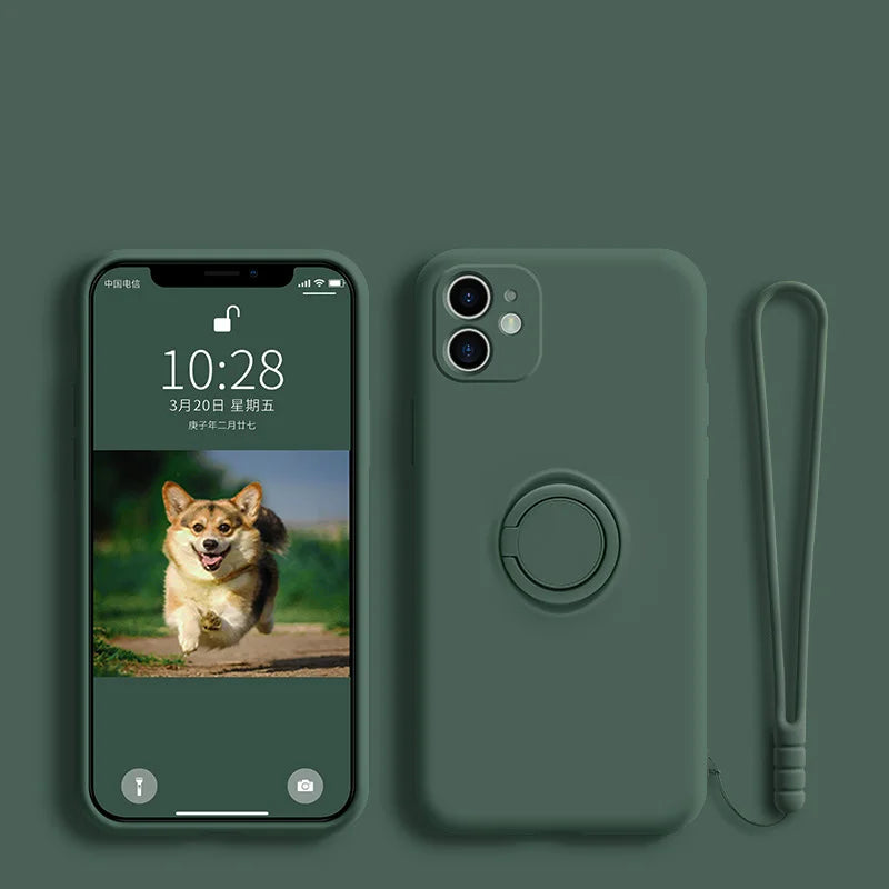 Funda de silicona con anillo y soporte  para Samsung Galaxy A54, A53, A33, A73, A34, A14, A32, A52, A42, A12, A72, A13, A23, A24, A51, A71, 4G, 5G - La zona Apple