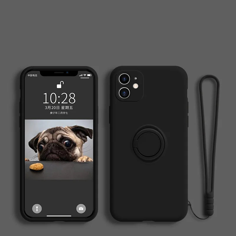 Funda de silicona con anillo y soporte  para Samsung Galaxy A54, A53, A33, A73, A34, A14, A32, A52, A42, A12, A72, A13, A23, A24, A51, A71, 4G, 5G - La zona Apple