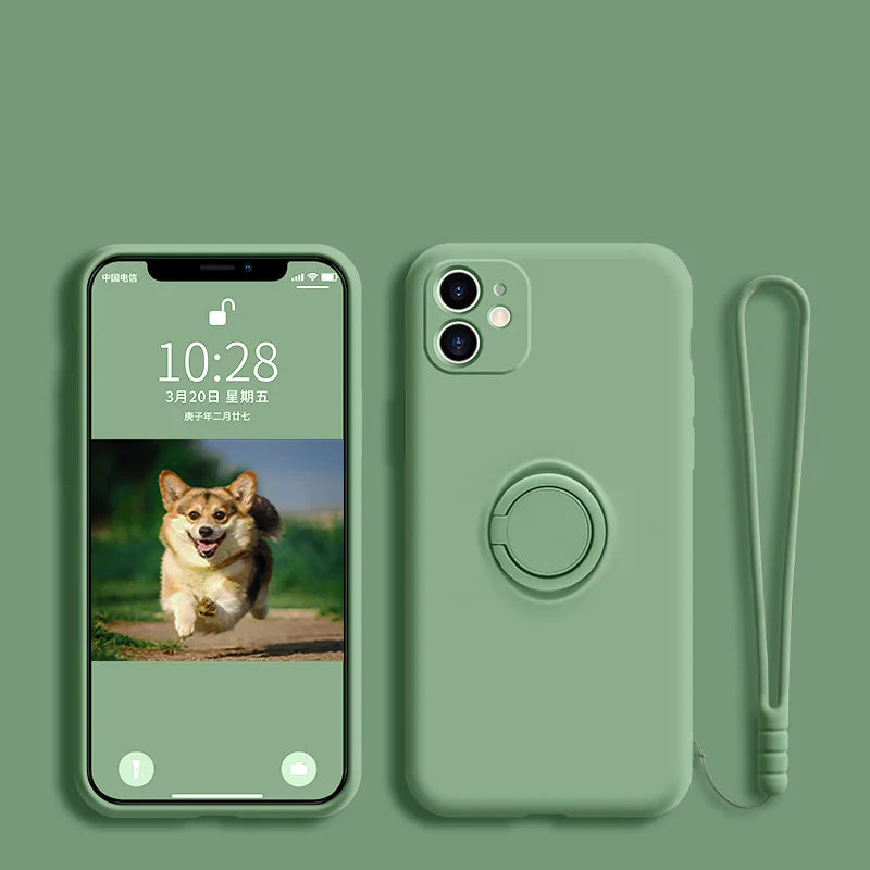 Funda de silicona con anillo y soporte  para Samsung Galaxy A54, A53, A33, A73, A34, A14, A32, A52, A42, A12, A72, A13, A23, A24, A51, A71, 4G, 5G - La zona Apple