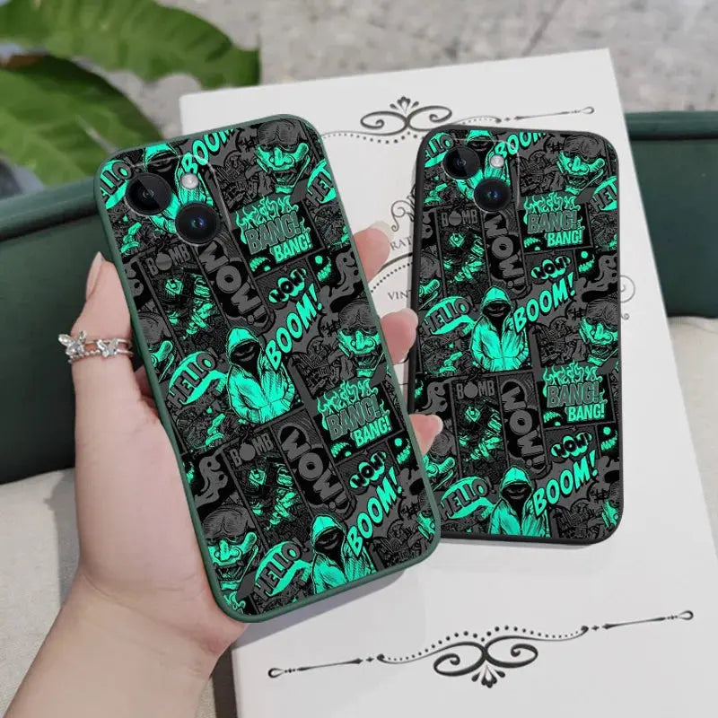 Funda de silicona para teléfono móvil iPhone, carcasa con diseño de murciélagos en el dedo medio para iPhone 15, 14, 13, 12, 11, X, XR, XS, SE2, SE2020, 8, 7, 6, 6S Plus Pro Max Mini - La zona Apple
