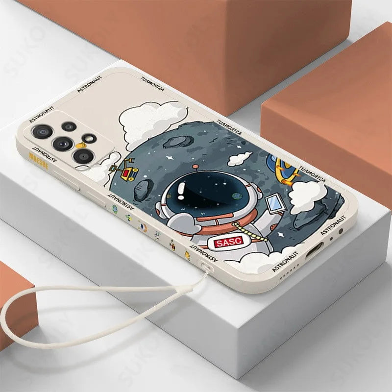 Funda astronauta de silicona  para Samsung Galaxy S22, S23 Ultra, S21, S20 FE, A52s, A53, A32, A14, A54, A13 - La zona Apple