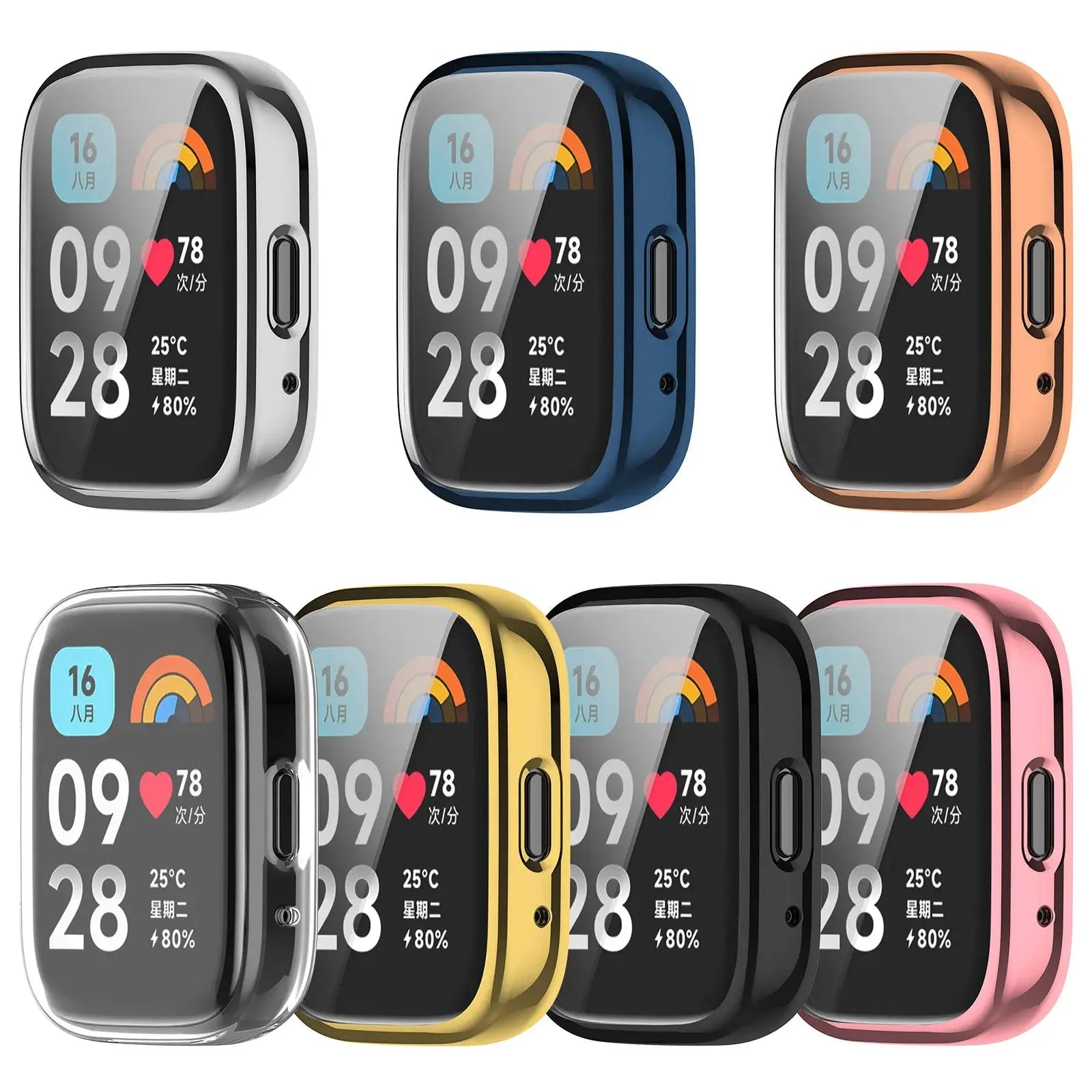Funda de silicona suave con cubierta protectora de pantalla para Xiaomi Redmi Watch 3 Active 3 Lite - La zona Apple