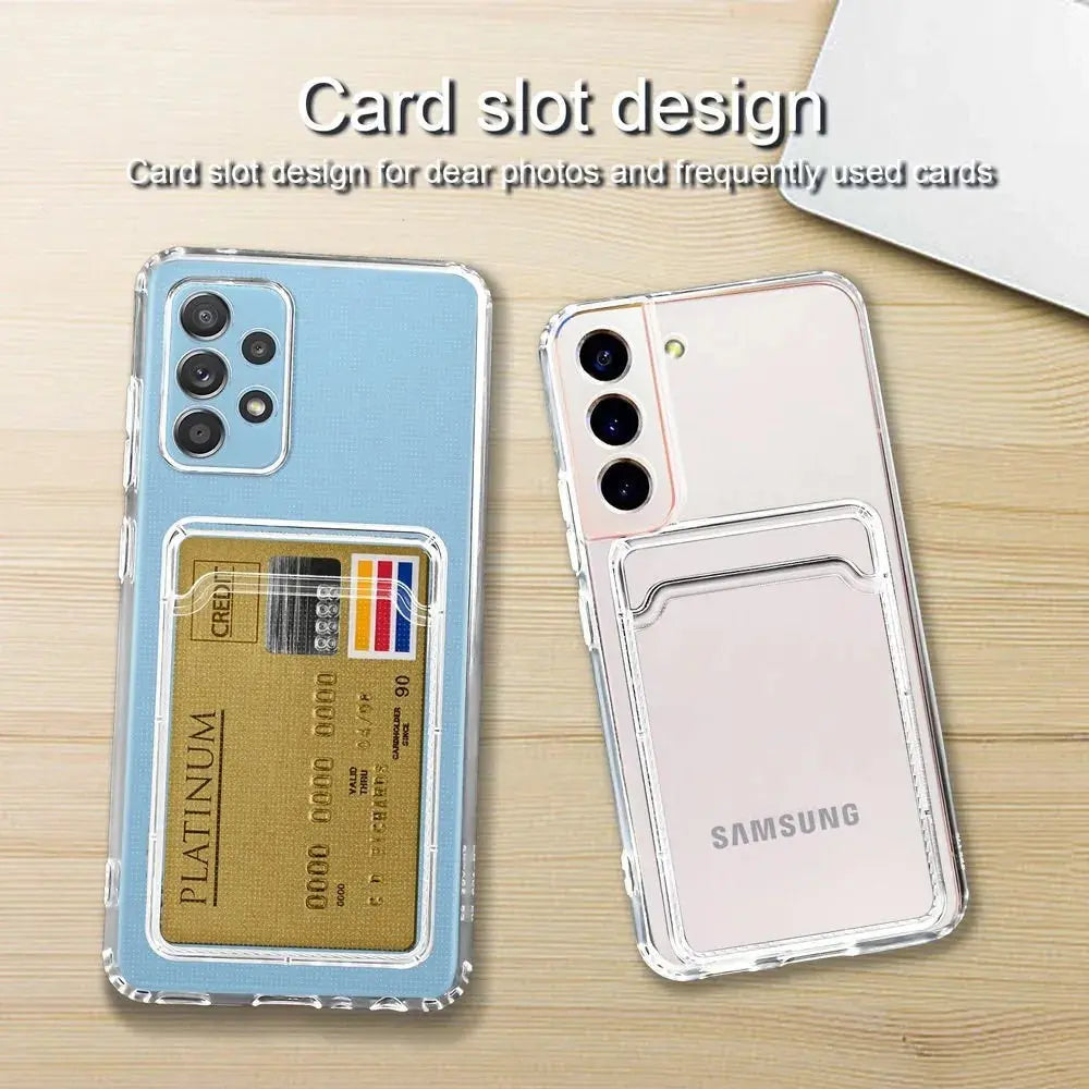 Funda de silicona suave transparente con tarjetero para Samsung Galaxy S22, S21 Ultra, S23 Plus, S10, S9, Note 20, 8, 10 Plus - La zona Apple