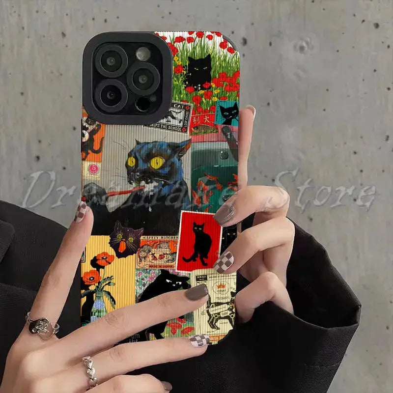 Funda de teléfono con Gato de arte abstracto, carcasa para Iphone 11 Pro Max, Iphone 12 Pro Max, Iphone 13 Pro Max, Iphone 14 Pro Max, Iphone 15 Pro Max - La zona Apple