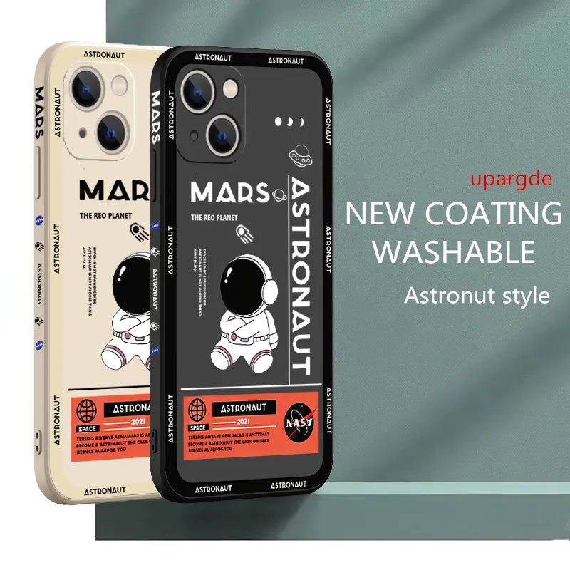 Funda de Teléfono con Diseño de Astronauta para Huawei - Protector de Silicona Suave Cuadrado - Compatible con P20, P30 Pro, Mate 30, 20 Pro, Nova 5T, 6SE, Y9 Prime 2019 - La zona Apple