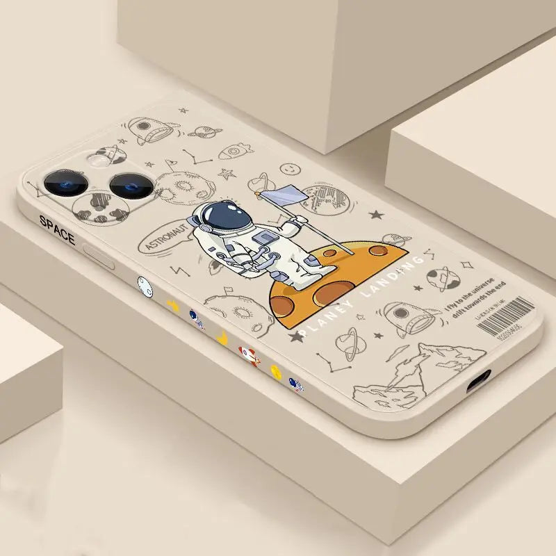 Funda de Teléfono con Diseño de Astronauta para Huawei - Protector de Silicona Suave Cuadrado - Compatible con P20, P30 Pro, Mate 30, 20 Pro, Nova 5T, 6SE, Y9 Prime 2019 - La zona Apple