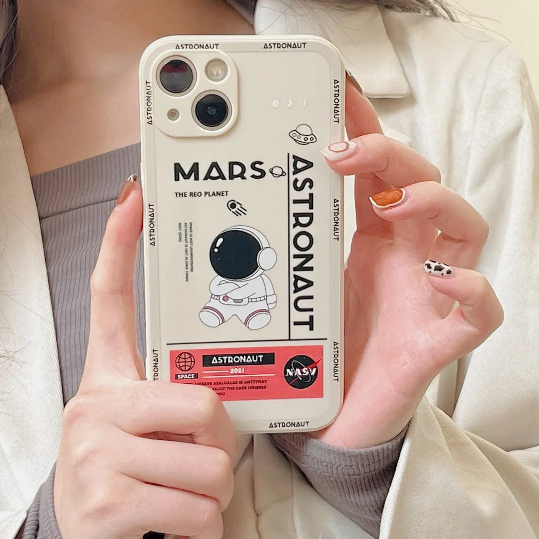 Funda de Teléfono con Diseño de Astronauta para Huawei - Protector de Silicona Suave Cuadrado - Compatible con P20, P30 Pro, Mate 30, 20 Pro, Nova 5T, 6SE, Y9 Prime 2019 - La zona Apple