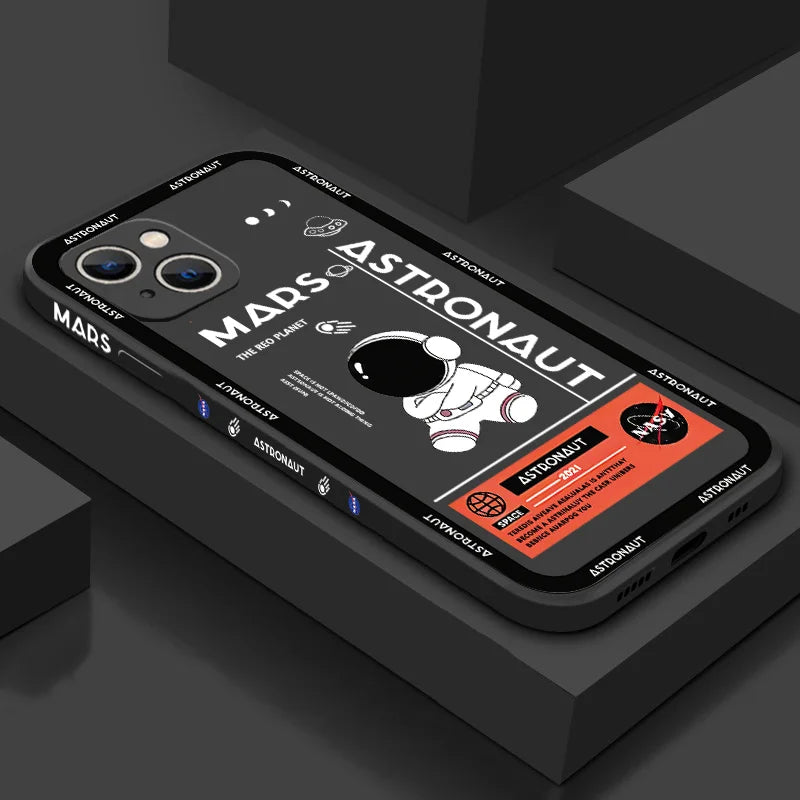 Funda de Teléfono con Diseño de Astronauta para Huawei - Protector de Silicona Suave Cuadrado - Compatible con P20, P30 Pro, Mate 30, 20 Pro, Nova 5T, 6SE, Y9 Prime 2019 - La zona Apple