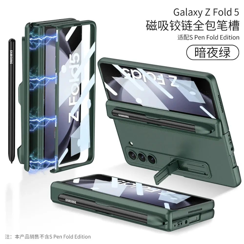 Funda de teléfono con bisagra magnética para Samsung Galaxy Z, carcasa protectora de pantalla de cámara, a prueba de golpes, 5G - La zona Apple