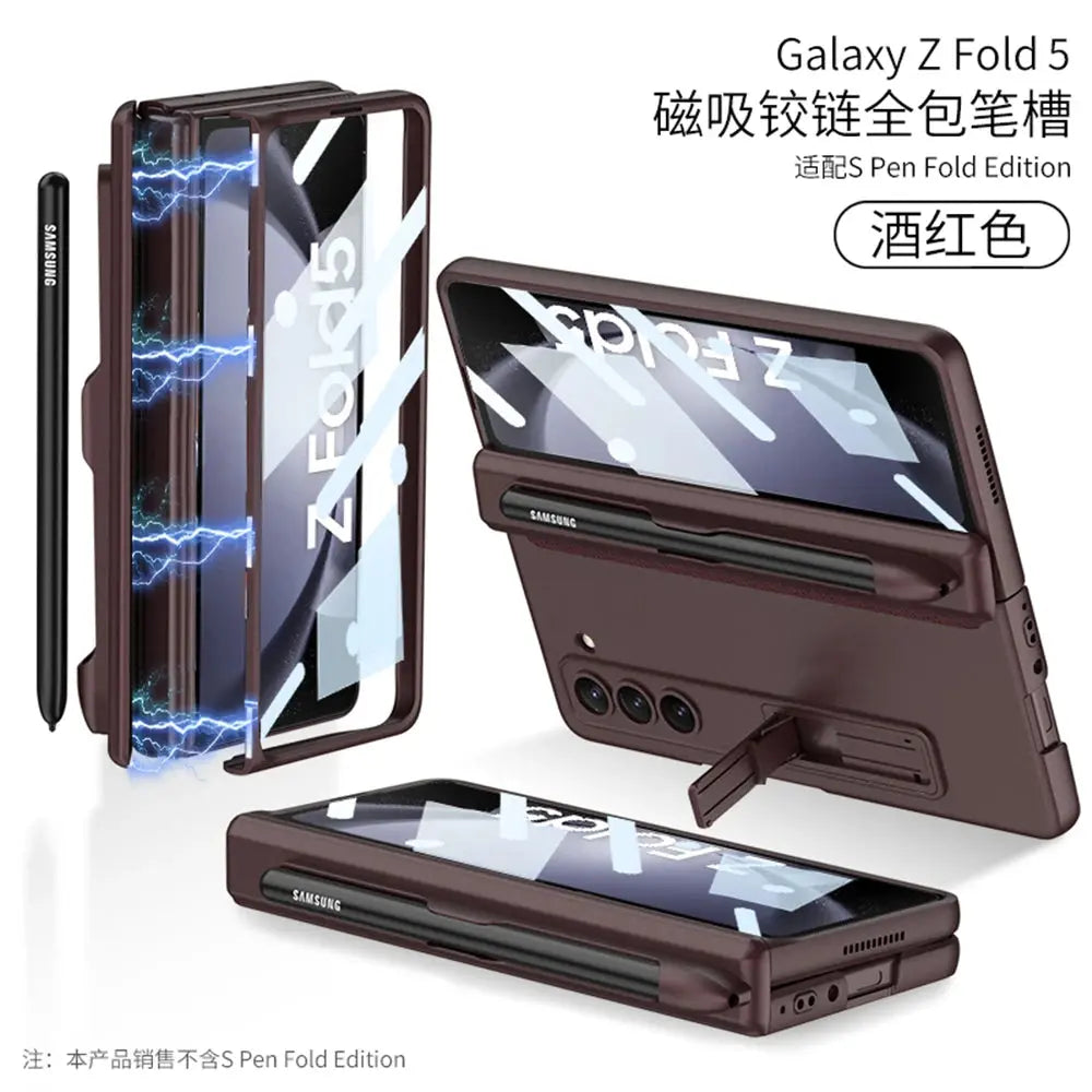 Funda de teléfono con bisagra magnética para Samsung Galaxy Z, carcasa protectora de pantalla de cámara, a prueba de golpes, 5G - La zona Apple