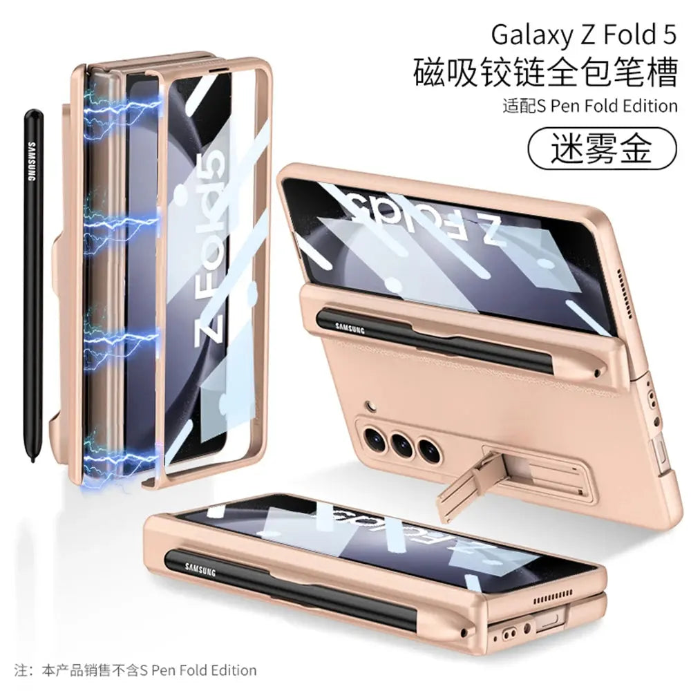 Funda de teléfono con bisagra magnética para Samsung Galaxy Z, carcasa protectora de pantalla de cámara, a prueba de golpes, 5G - La zona Apple