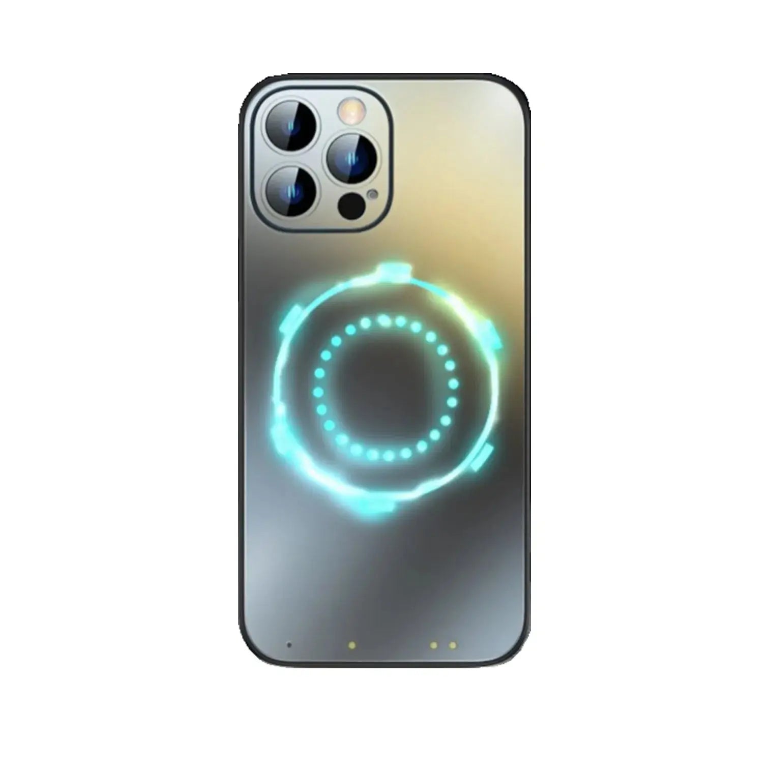 Funda con superficie inoxidable esmerilada para iPhone 11, 12, 13, 14 Pro Max con círculo LED oculto - La zona Apple