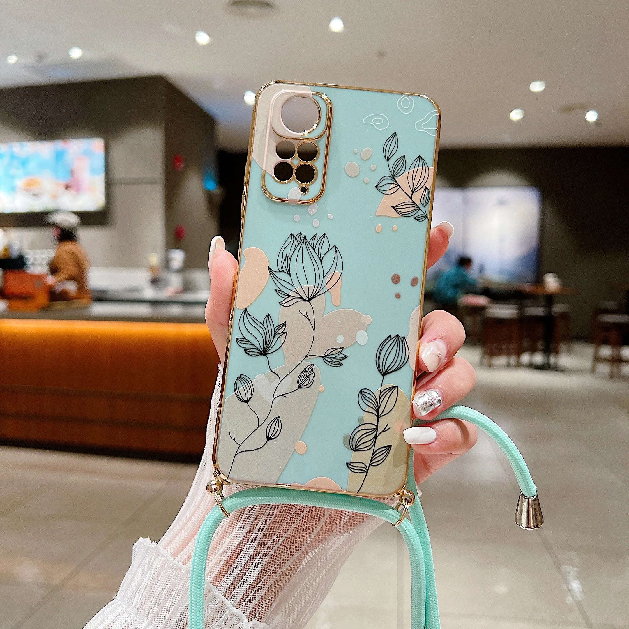 Funda de Teléfono con Cordón Diagonal Chapada en Plata para Xiaomi Redmi Series - Estilo y Comodidad Fusionados - La zona Apple