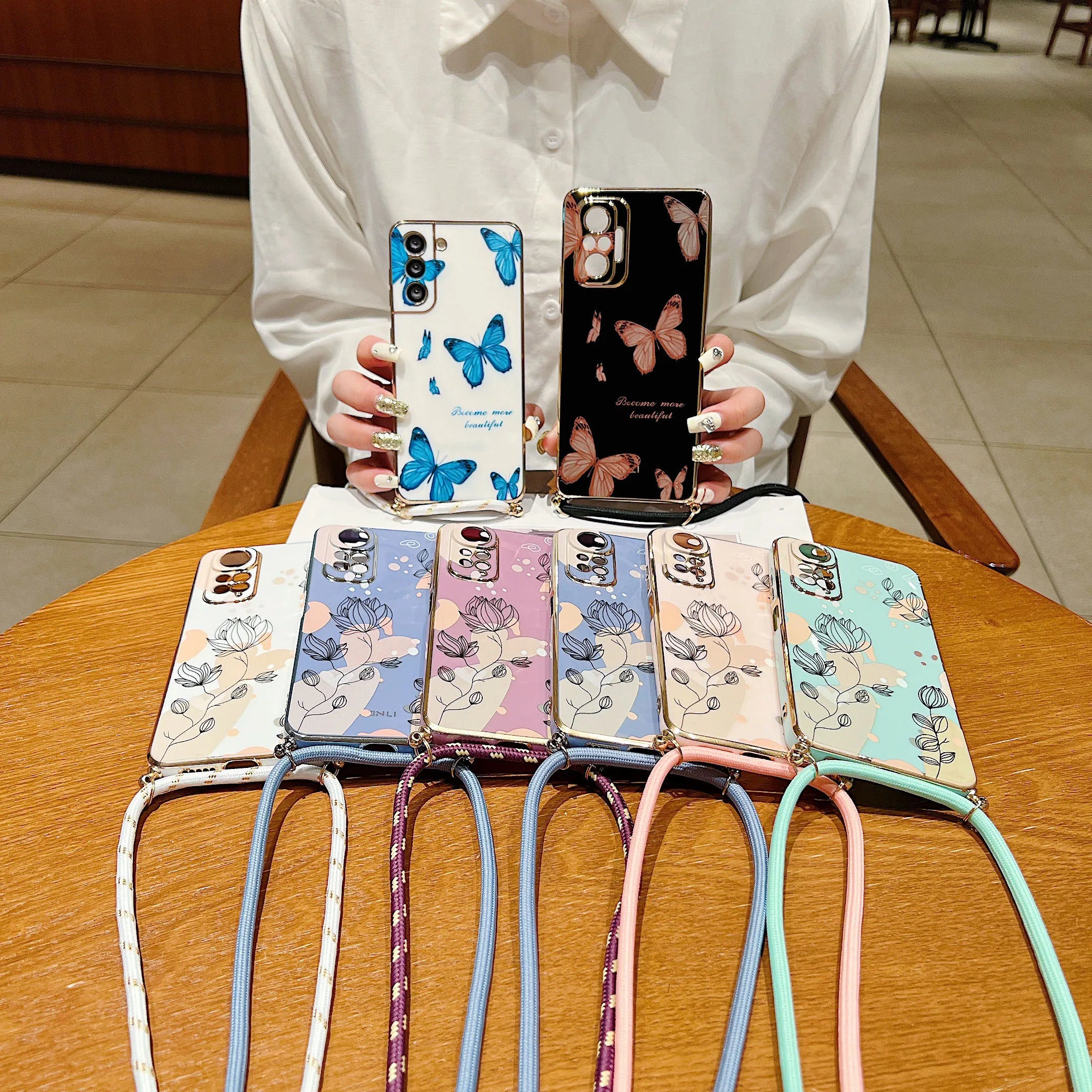 Funda de Teléfono con Cordón Diagonal Chapada en Plata para Xiaomi Redmi Series - Estilo y Comodidad Fusionados - La zona Apple