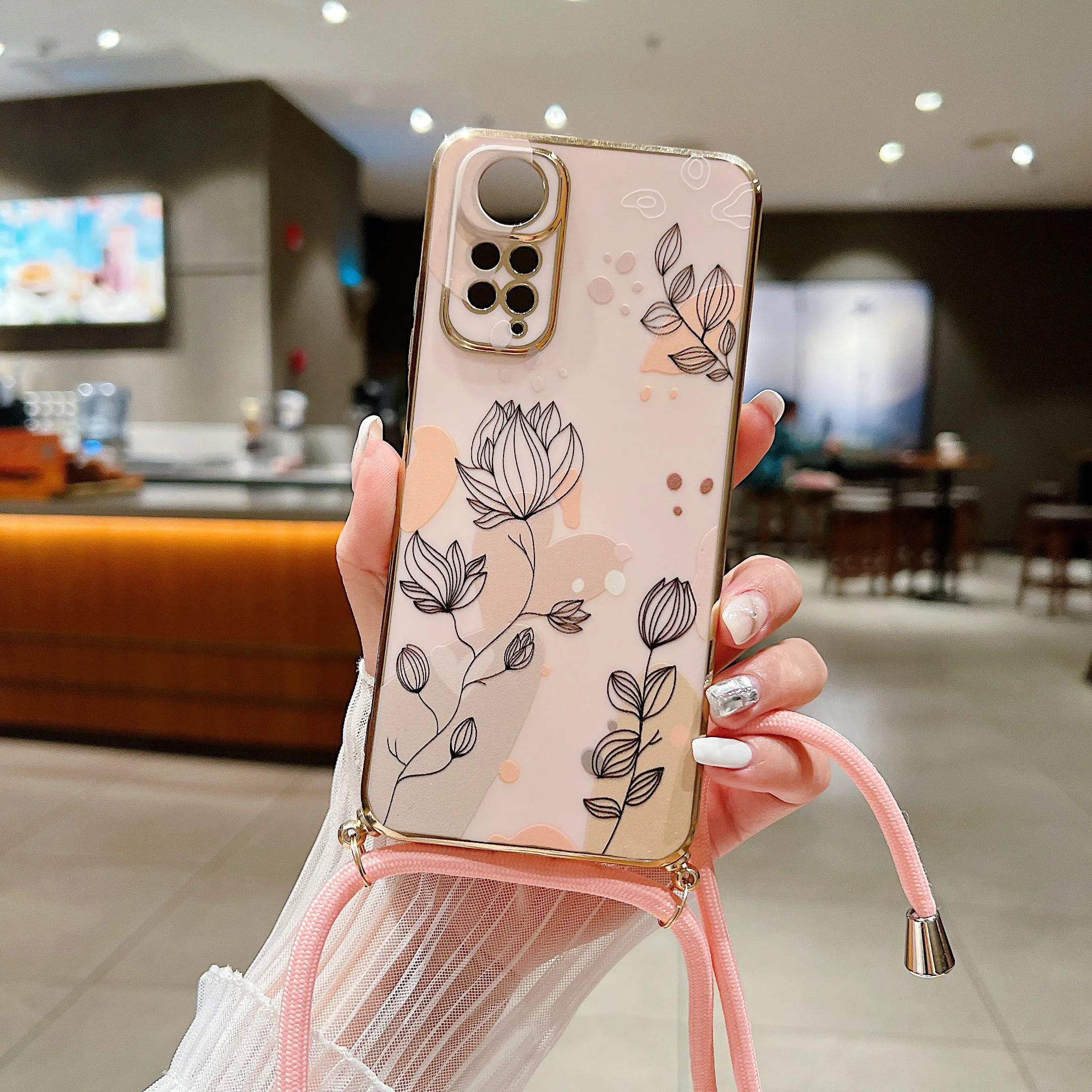 Funda de Teléfono con Cordón Diagonal Chapada en Plata para Xiaomi Redmi Series - Estilo y Comodidad Fusionados - La zona Apple