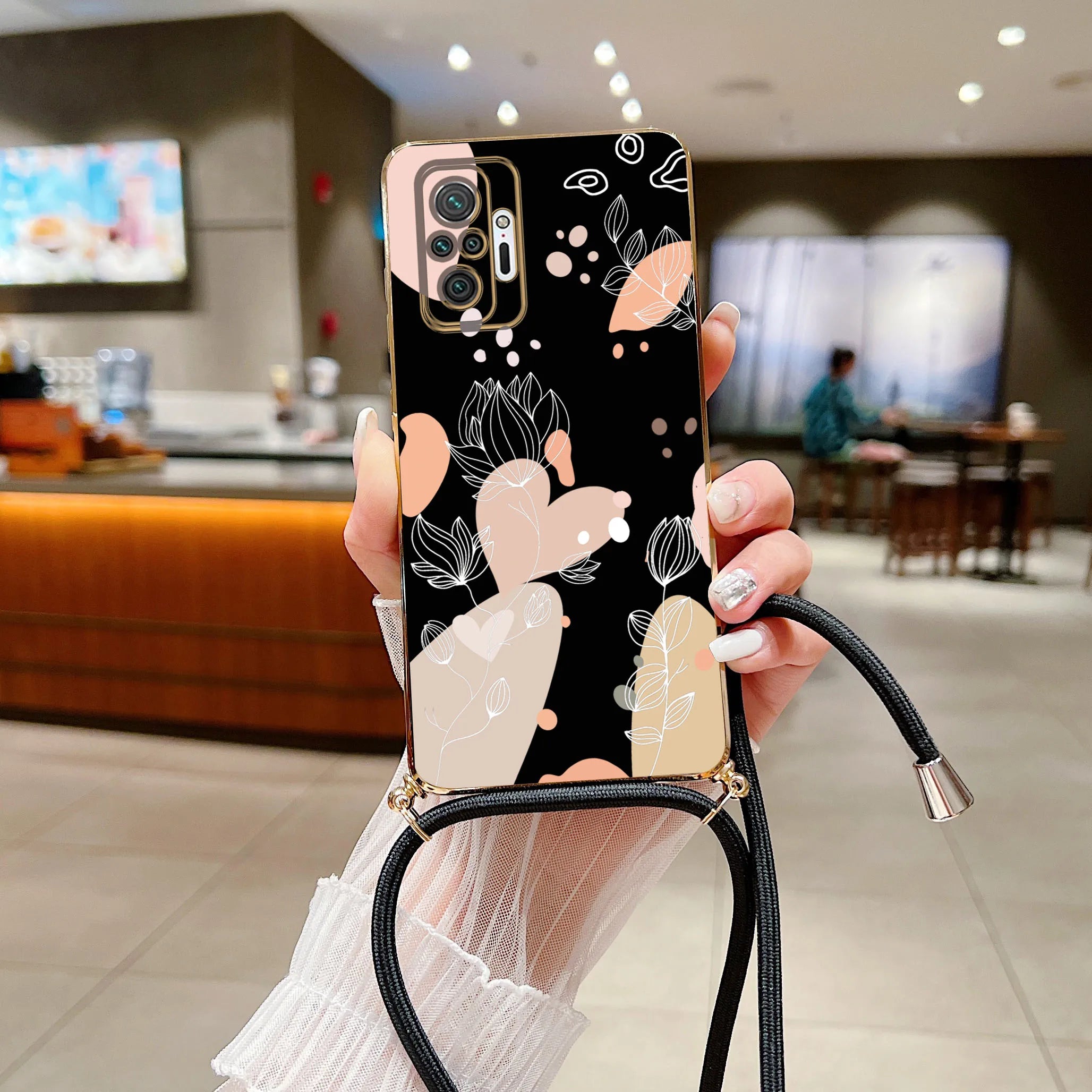 Funda de Teléfono con Cordón Diagonal Chapada en Plata para Xiaomi Redmi Series - Estilo y Comodidad Fusionados - La zona Apple