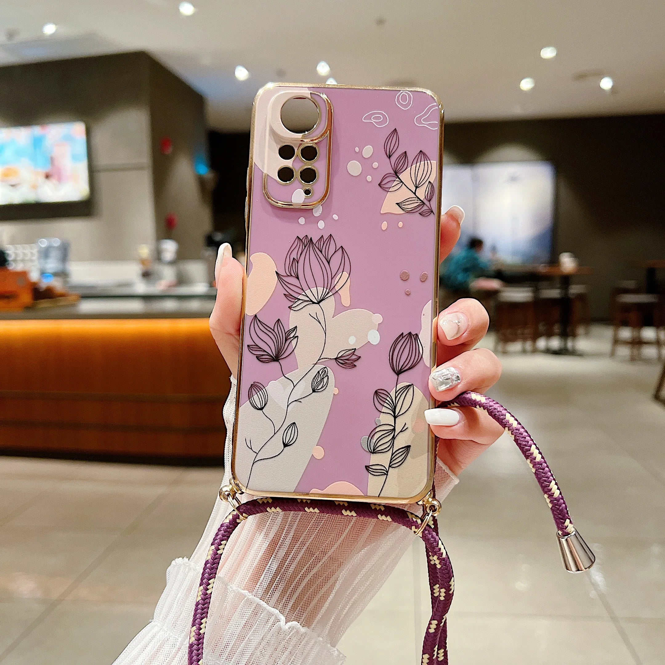 Funda de Teléfono con Cordón Diagonal Chapada en Plata para Xiaomi Redmi Series - Estilo y Comodidad Fusionados - La zona Apple