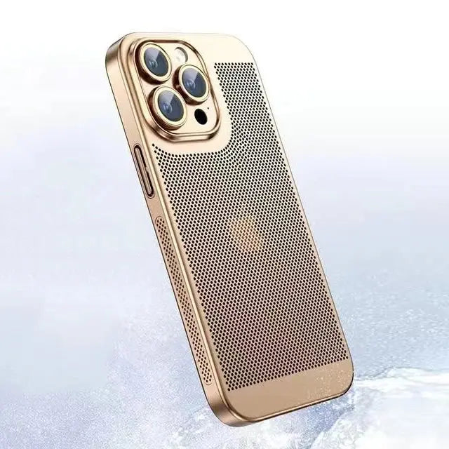 Funda de teléfono con disipación de calor para Iphone, carcasa de malla de panal con borde galvanizado, 15, 14, 11, 12, 13 Pro Max, 14Plus, XS Max, Mini - La zona Apple