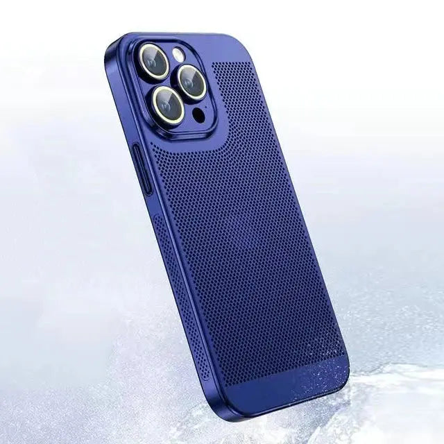 Funda de teléfono con disipación de calor para Iphone, carcasa de malla de panal con borde galvanizado, 15, 14, 11, 12, 13 Pro Max, 14Plus, XS Max, Mini - La zona Apple