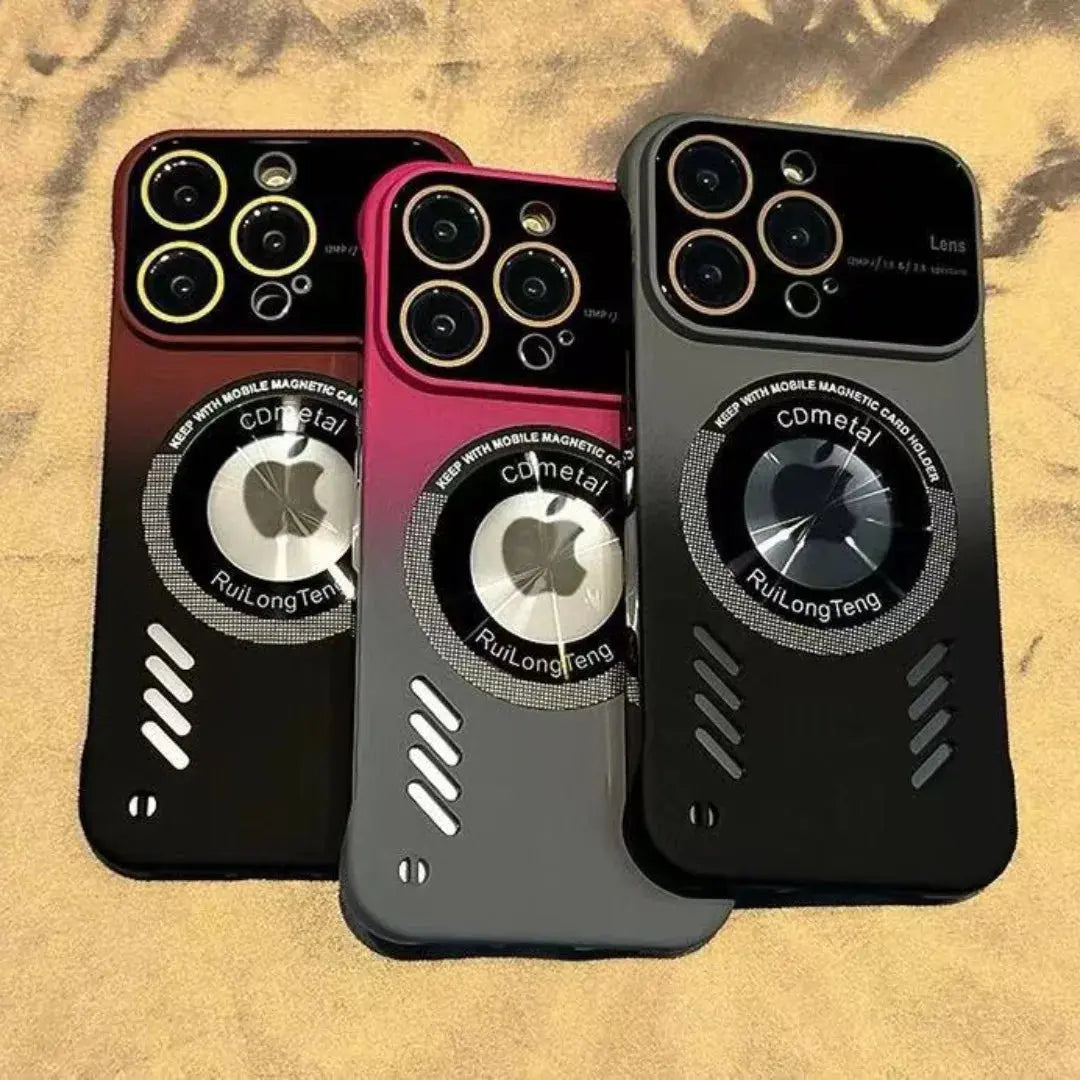 Funda de teléfono con gradiente de dos colores para iPhone 15 Pro, carcasa con patrón de lichi, ventana grande sin bordes, etiqueta faltante, Apple 14 Plus - La zona Apple