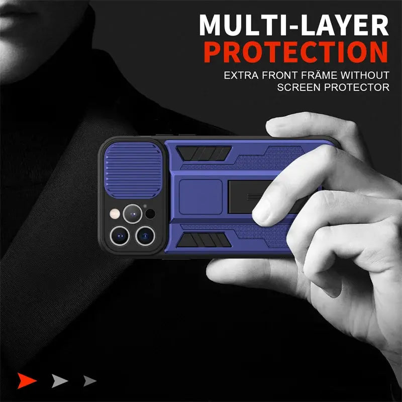 Funda de teléfono con soporte de protección para cámara, carcasa a prueba de golpes para iPhone 14, 13 Pro, Max, 11, 12, XS, Max, X, XR, 13 - La zona Apple