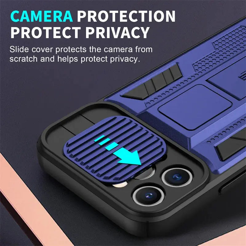 Funda de teléfono con soporte de protección para cámara, carcasa a prueba de golpes para iPhone 14, 13 Pro, Max, 11, 12, XS, Max, X, XR, 13 - La zona Apple