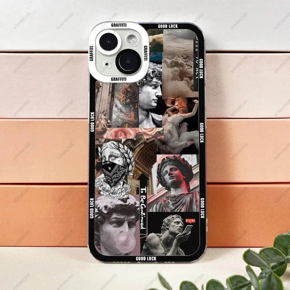 Funda de teléfono de Arte de moda para iPhone 15 14 13 12 Pro Max Mini 11 XS X XR SE 7 8 Plus, funda de TPU suave - La zona Apple