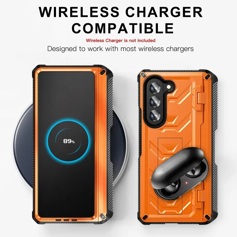 Funda de teléfono armor  para Samsung Galaxy Z Fold 5 4 3 Fold5 Fold4 Fold3 5G con soporte para bolígrafo y protector de pantalla - La zona Apple
