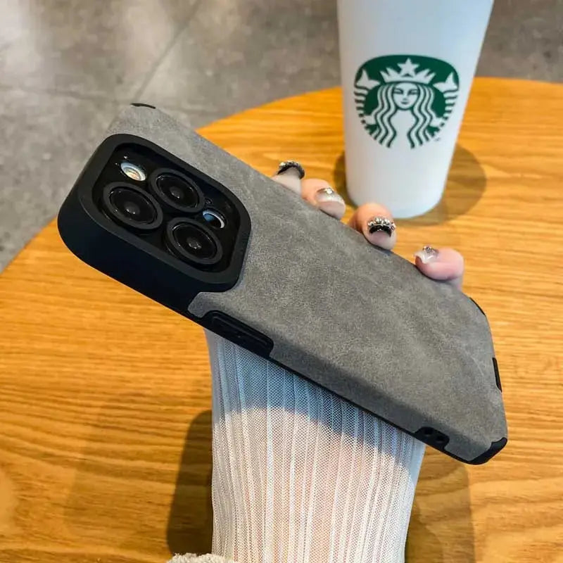 Funda de teléfono de cuero suave mate de lujo para iPhone, 15, 14 Plus, 13, 12, 11 Pro Max, 7, 8Plus, SE, protección de lente, cubierta de silicona a prueba de golpes - La zona Apple