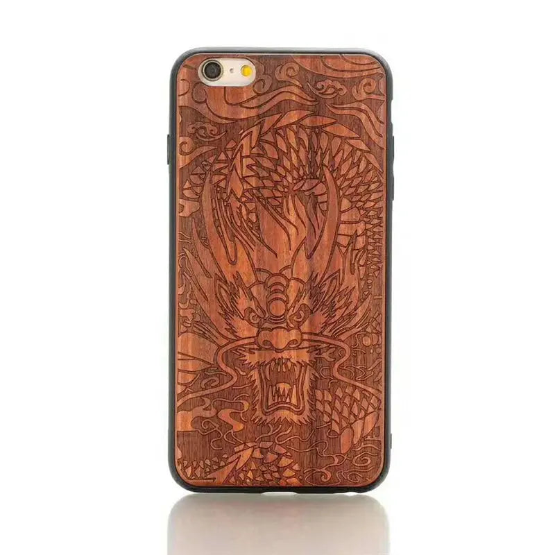 Funda de Teléfono de Madera Real Tallada Natural para iPhone 11 12 13: Elegancia y Naturaleza en tus Manos - La zona Apple