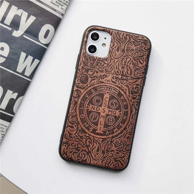Funda de Teléfono de Madera Real Tallada Natural para iPhone 11 12 13: Elegancia y Naturaleza en tus Manos - La zona Apple