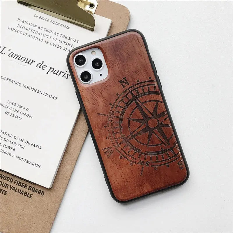Funda de Teléfono de Madera Real Tallada Natural para iPhone 11 12 13: Elegancia y Naturaleza en tus Manos - La zona Apple