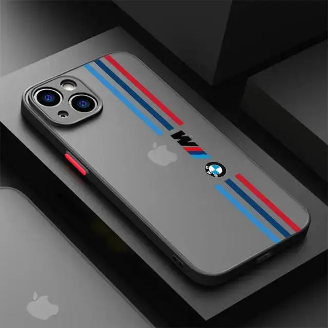 Funda de teléfono de marca de lujo para coche BMW, cubierta mate a prueba de golpes para Apple iPhone 15 Pro Max 13 14 Plus 12 Mini 11 Pro XR 8 SE 7 XS MAX - La zona Apple