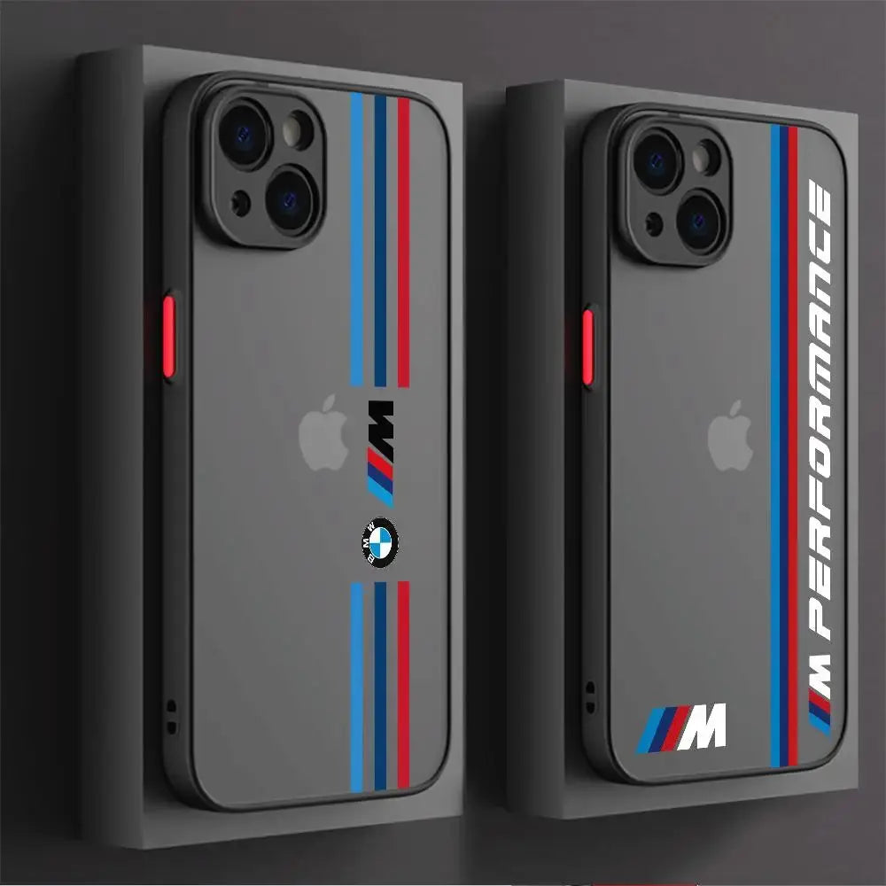 Funda de teléfono de marca de lujo para coche BMW, cubierta mate a prueba de golpes para Apple iPhone 15 Pro Max 13 14 Plus 12 Mini 11 Pro XR 8 SE 7 XS MAX - La zona Apple