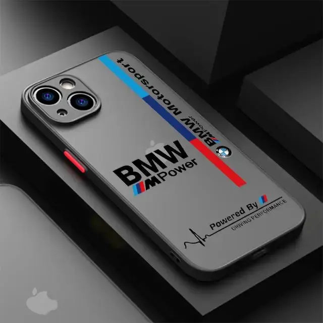 Funda de teléfono de marca de lujo para coche BMW, cubierta mate a prueba de golpes para Apple iPhone 15 Pro Max 13 14 Plus 12 Mini 11 Pro XR 8 SE 7 XS MAX - La zona Apple