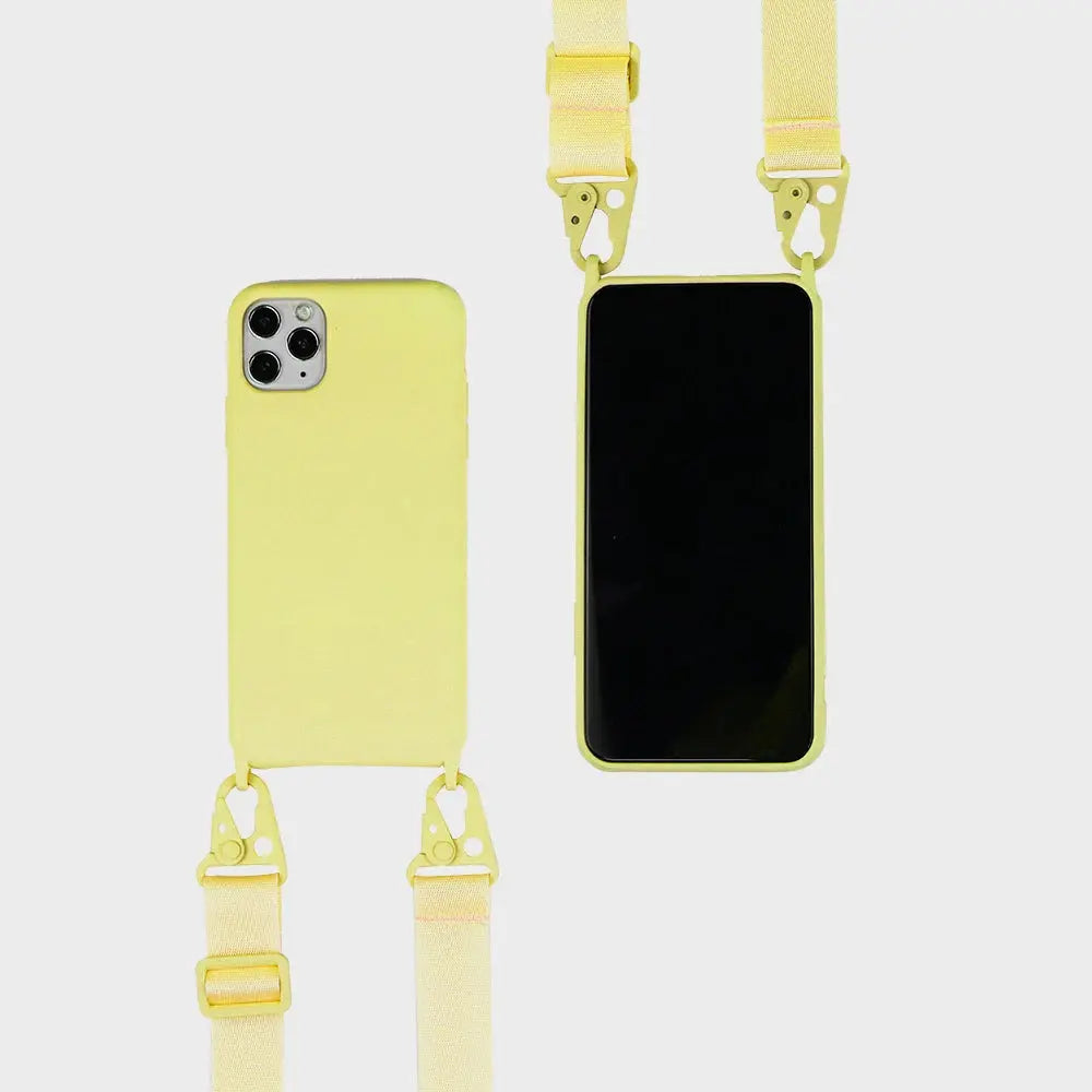 Funda de teléfono de silicona con correa de collar cruzado, cordón para iPhone 15 Pro, 13, 12, 14 Pro Max, X, XR, XS Max, 6S, 7, 8 Plus - La zona Apple