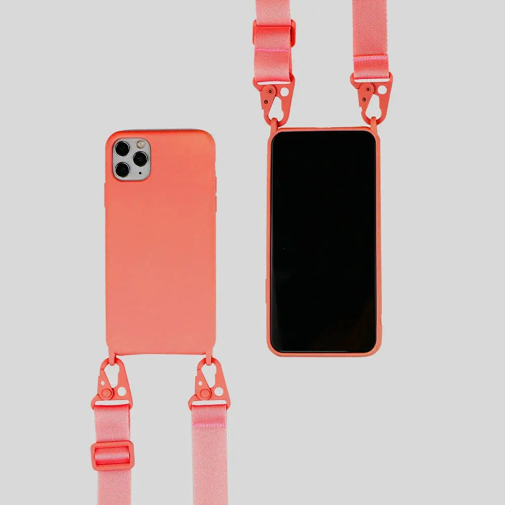 Funda de teléfono de silicona con correa de collar cruzado, cordón para iPhone 15 Pro, 13, 12, 14 Pro Max, X, XR, XS Max, 6S, 7, 8 Plus - La zona Apple