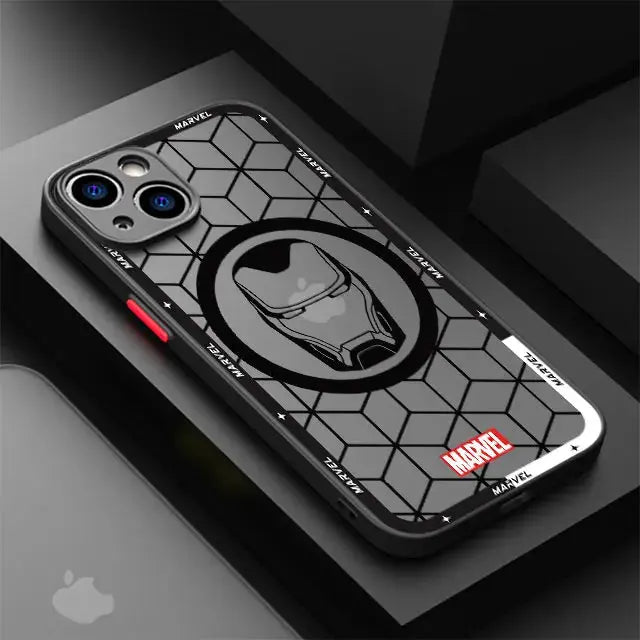 Funda de teléfono mate para IPhone 15, 13, 12, 11, 14 Pro Max, 13Mini, X, XS Max, XR, 7, 8 Plus, SE(2022), funda transparente de Marvel, Iron Man, Spider - La zona Apple