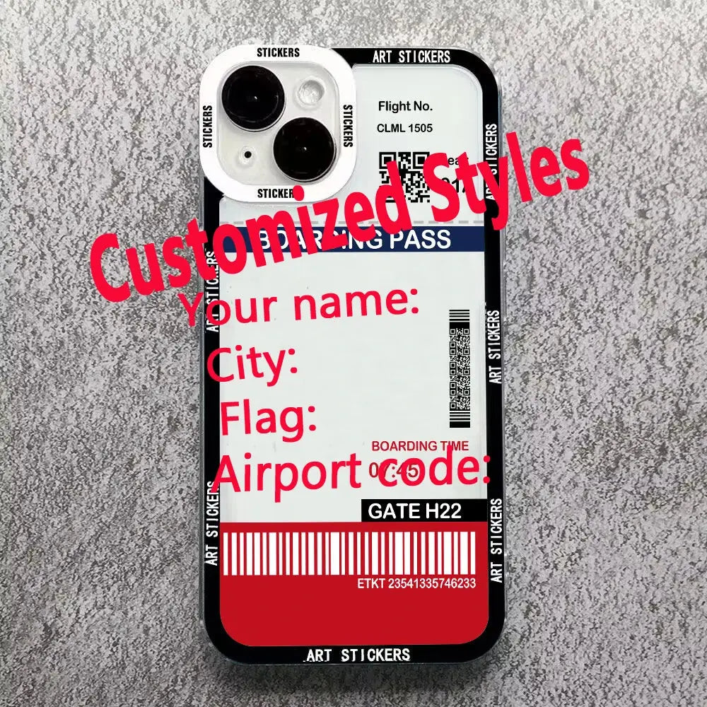Funda de teléfono personalizada con etiqueta de París, billete de viaje de Ciudad Mundial, Nueva York, para iPhone 15, 14, 13, 12, 11 Pro Max, Mini, XS, X, XR, 7, 8 Plus - La zona Apple
