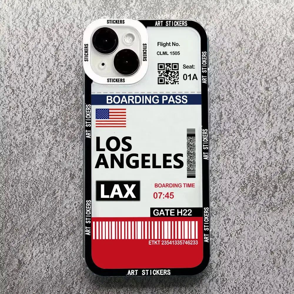 Funda de teléfono personalizada con etiqueta de París, billete de viaje de Ciudad Mundial, Nueva York, para iPhone 15, 14, 13, 12, 11 Pro Max, Mini, XS, X, XR, 7, 8 Plus - La zona Apple