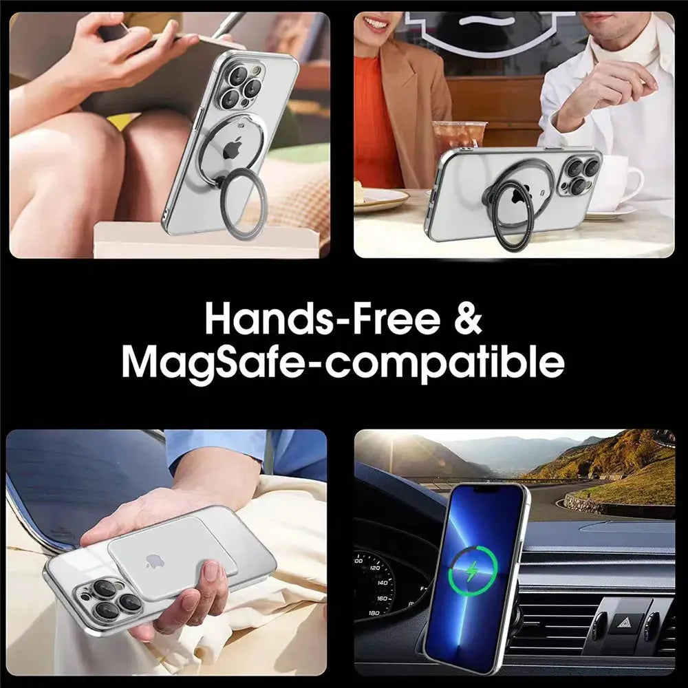Funda transparente Magsafe con anillo para iPhone 15, 14 Pro Max, 13, 12, 11, XR, XS, 7, 8 Plus La zona Apple